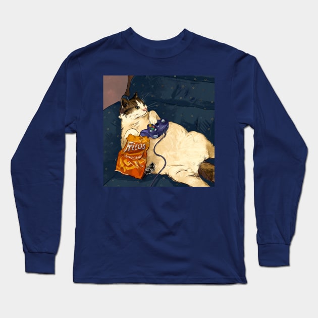 Gamer cat! (third in the series) Long Sleeve T-Shirt by Catwheezie